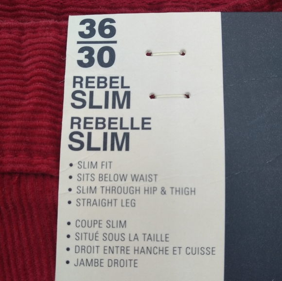 *Host Pick* NWT Tommy Hilfiger Red Rebel Slim Corduroy Pants, Size 36/30 - Picture 7 of 12